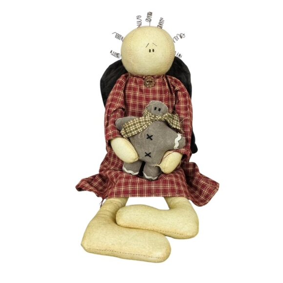 Honey and Me Lisa Liffick Primitive Angel Doll and Gingerbread Man Christmas - Picture 1 of 7